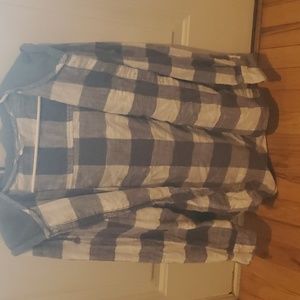 Grey and white flannel hoodie
